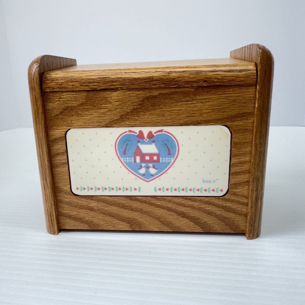 Vintage B&D Heartland Wood Recipe Box Country Farmhouse Goose Heart Cottagecore